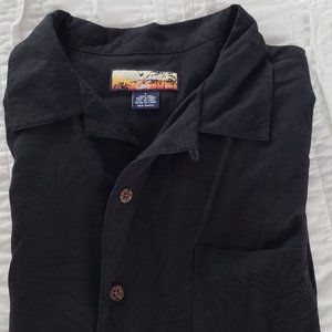 Havana Jack's Café short sleeve summer button down shirt in black tropical print